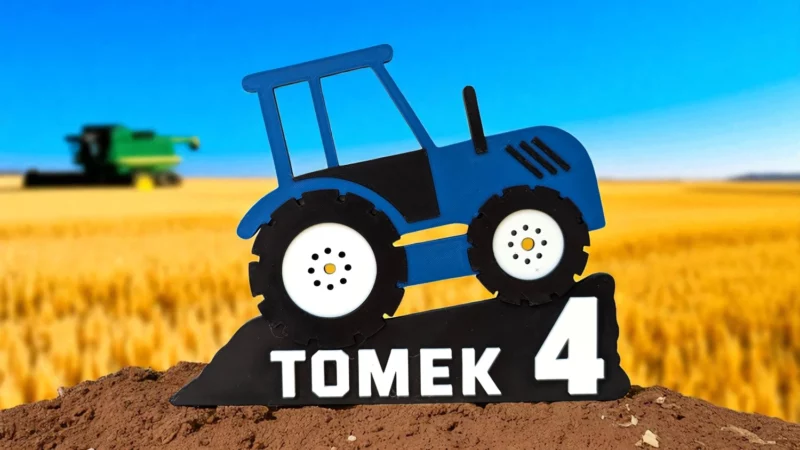 topper na tort traktor dekoracja urodzinowa